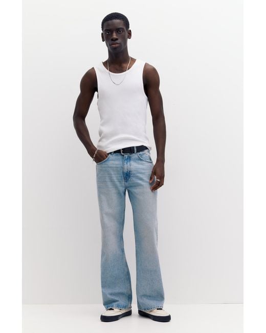 Pull&Bear White Ribbed Tank Top for men