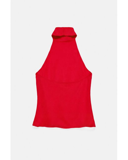 Pull&Bear Soepelvallende Haltertop in het Red