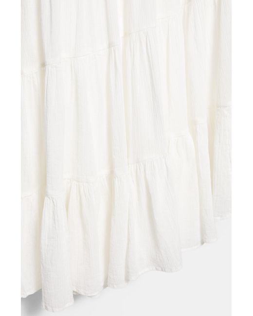 Pull&Bear Witte Asymmetrische Midirok in het White