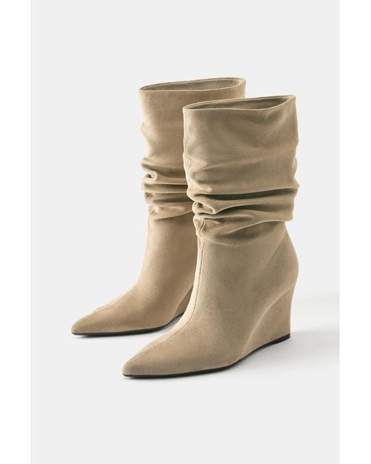Pull&Bear Natural Wedge Ankle Boots