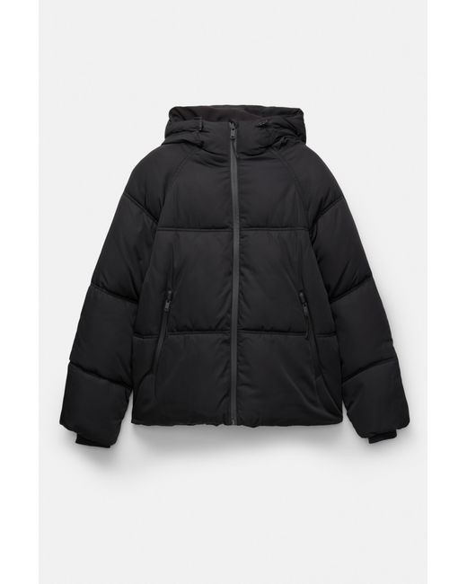 Pull&Bear Black Puffer Jacket With Hood
