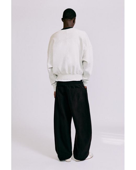 Pull&Bear Metallic Contrast Rib Round Neck Sweatshirt for men