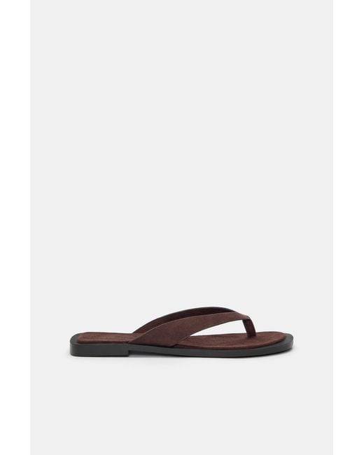 Pull&Bear Brown Flat Leather Sandals
