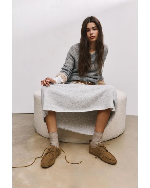 Pull&Bear Brown Flat Split Suede Shoes