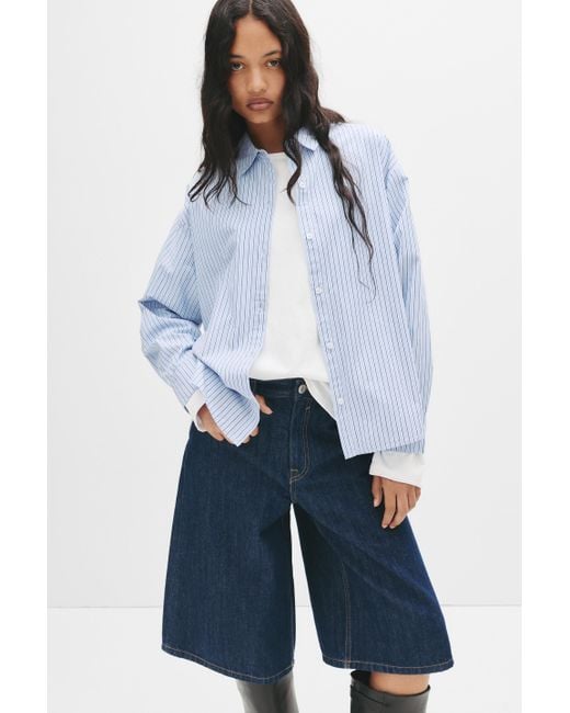 Pull&Bear Blue Popelin-Hemd
