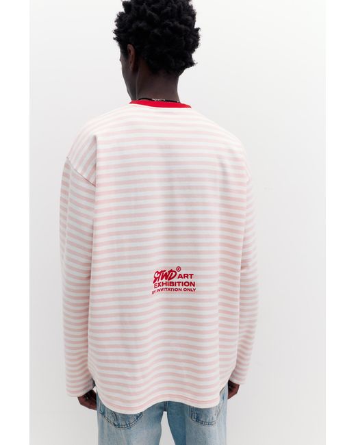 Pull&Bear Pink Striped Long-Sleeve T-Shirt for men