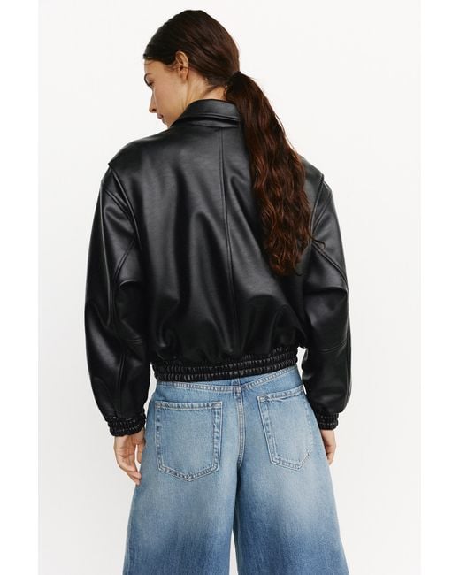 Pull&Bear Black Leather Effect Dad Jacket