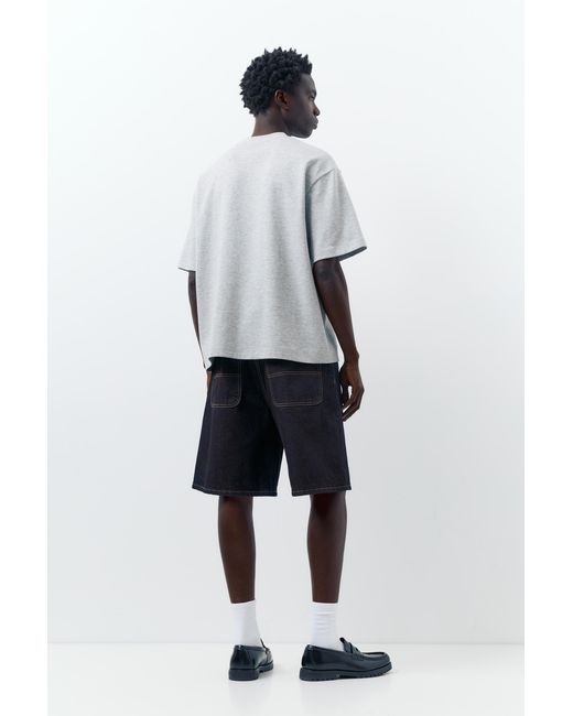 Pull&Bear Blue Baggy Relaxed Fit Denim Bermuda Shorts for men