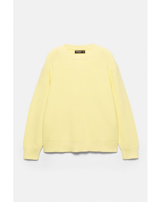 Pull&Bear Yellow Basic Round Neck Sweater for men