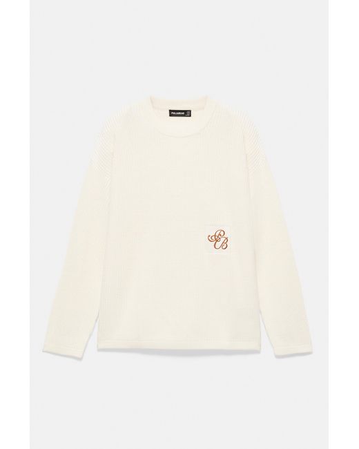 Pull&Bear Geborduurde Trui in het Natural voor heren