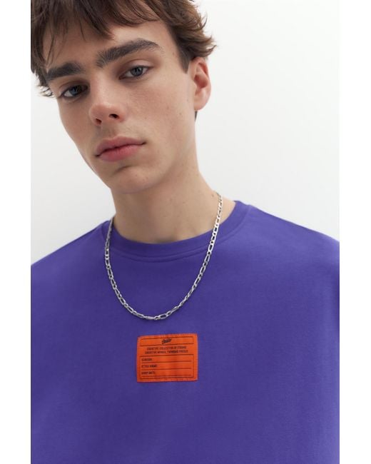 Pull&Bear Purple Stwd Label T-Shirt for men