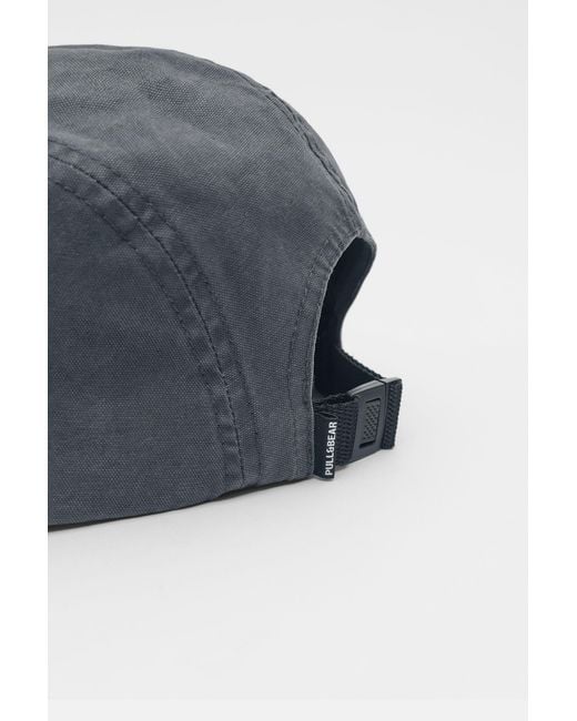 Pull&Bear Black Five-Panel Embroidered Cap for men