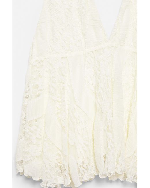 Pull&Bear Kanten Haltertop in het White