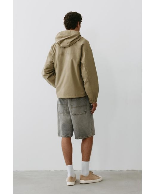 Pull&Bear Natural Lightweight Hooded Raincoat for men