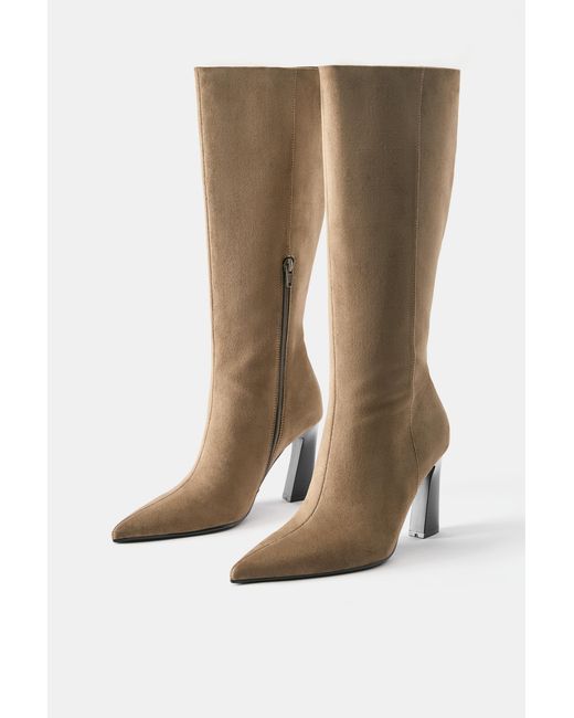 Pull&Bear White Hohe Absatzstiefel
