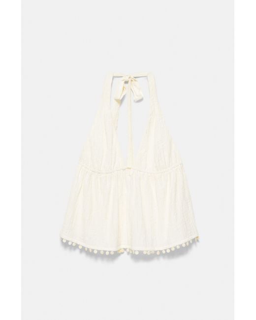 Pull&Bear Natural Shell Detail Halter Top