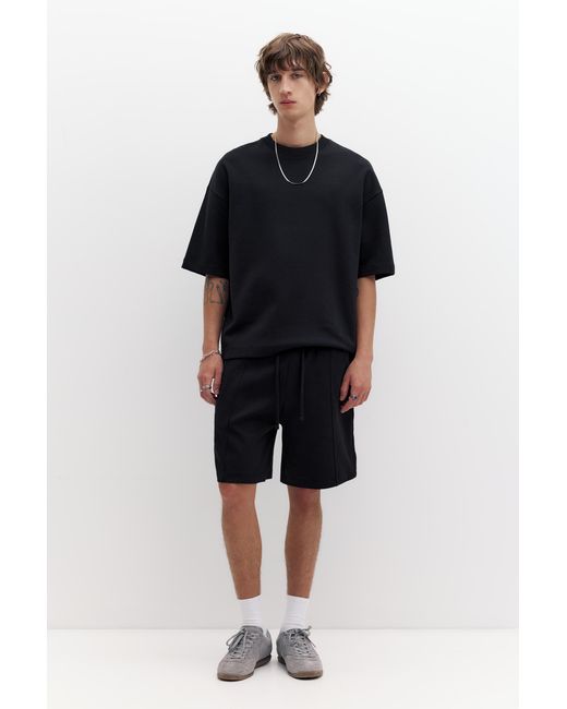 Pull&Bear Black Interlock Short Sleeve Sweatshirt for men