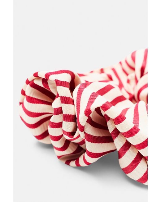 Pull&Bear Red Striped Scrunchie