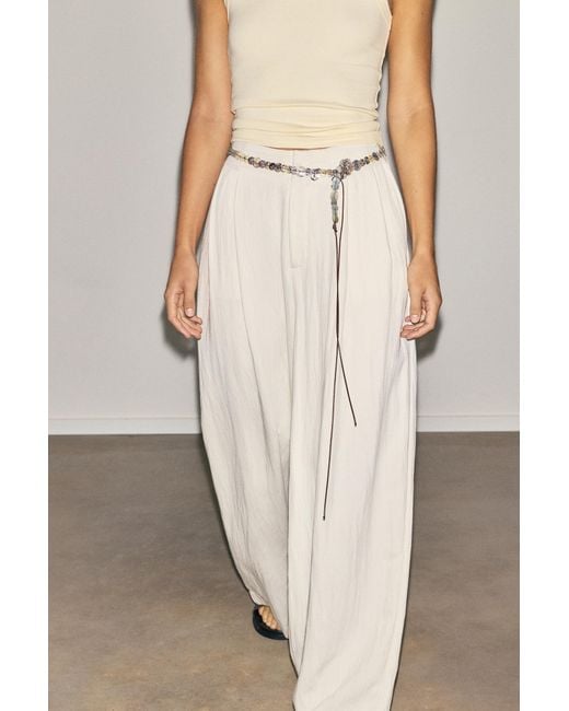 Pull&Bear Natural Mother-Of-Pearl-Effect Button Belt