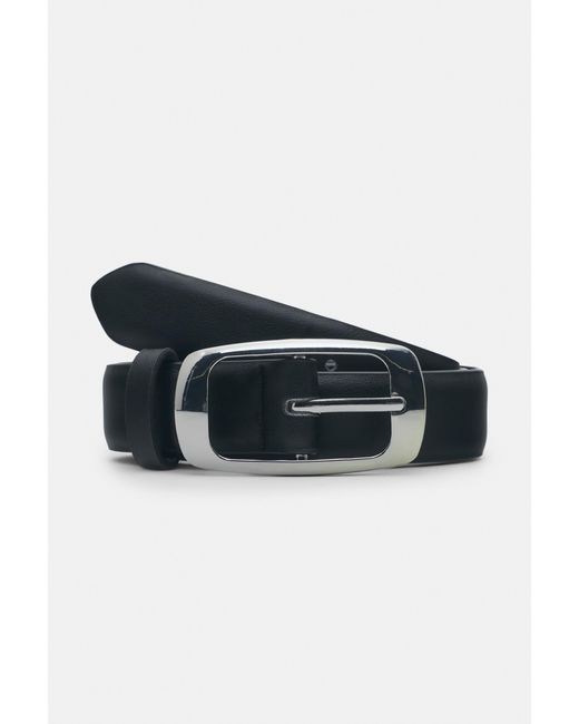 Pull&Bear Black Belt With Rectangular Buckle