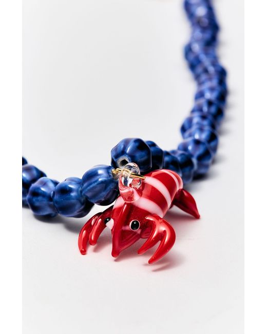 Pull&Bear Blue Animal Pendant Bead Necklace