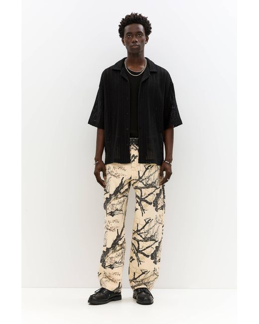 Pull&Bear Schwarzes Hemd Mit Kurzen Ärmeln Und Struktur in Black für Herren