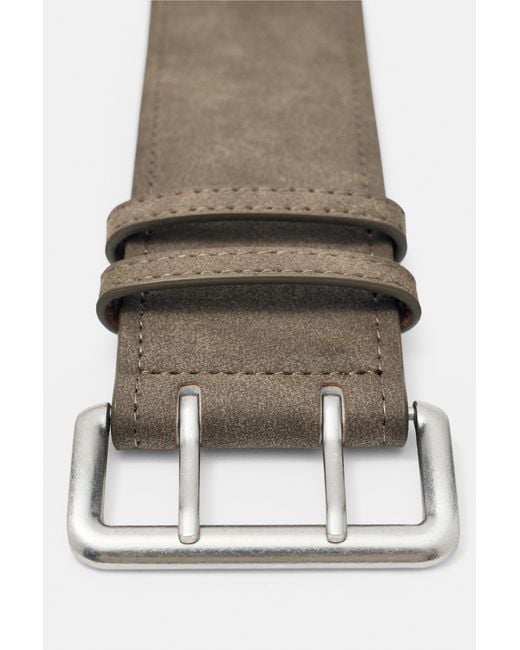 Pull&Bear White Wide Faux Suede Belt