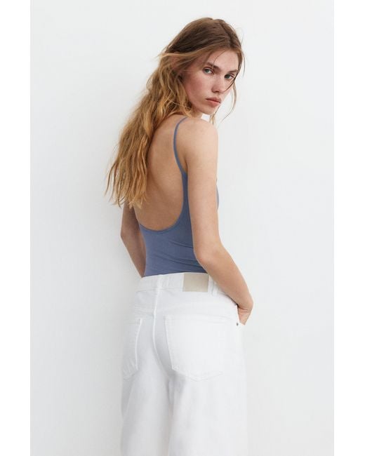 Pull&Bear Blue Polyamide Thin Strap Bodysuit