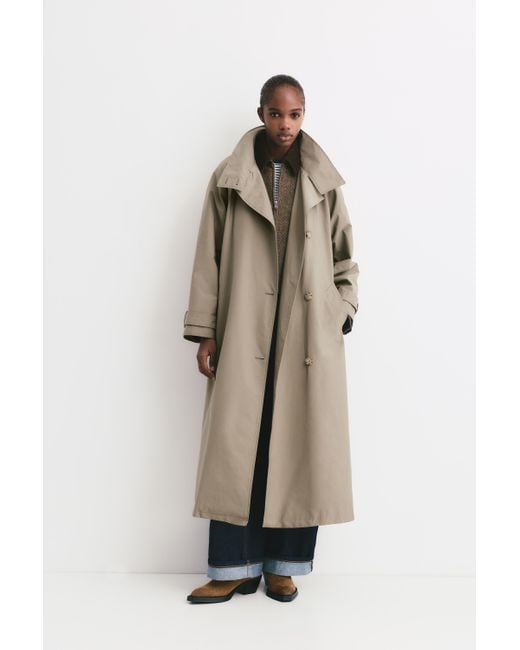 Pull&Bear Natural Belted Flowing Long Trench Coat