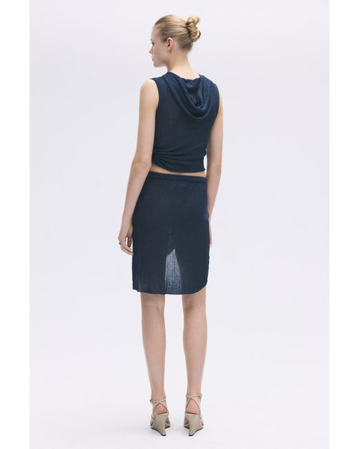 Pull&Bear Blue Hooded Eyelet Top Karoline Vitto