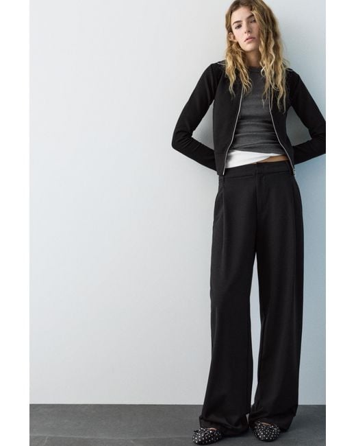 Pull&Bear Black Darted Smart Trousers