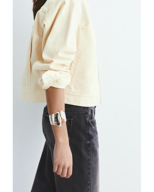 Pull&Bear White Rigid Stone Cuff Bracelet