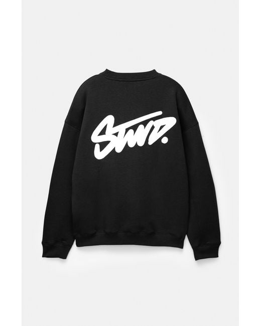 Pull&Bear Blue Stwd Round Neck Sweatshirt for men