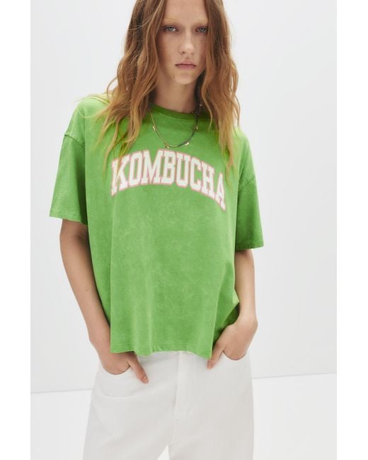 Pull&Bear Green Kombucha T-Shirt