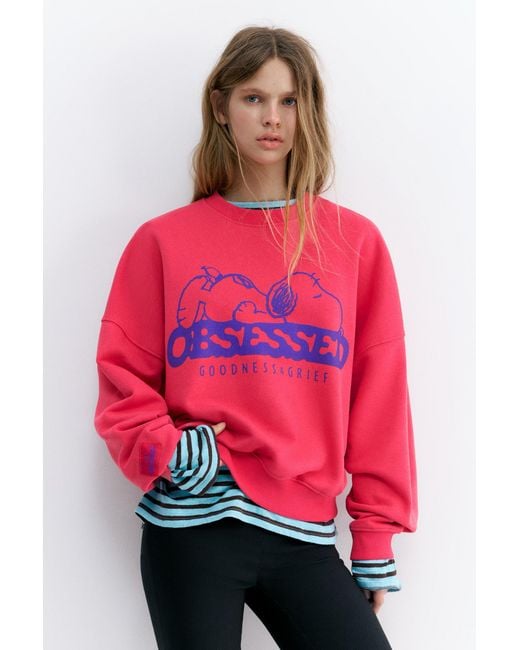 Pull&Bear Red Peanuts Snoopy Sweatshirt