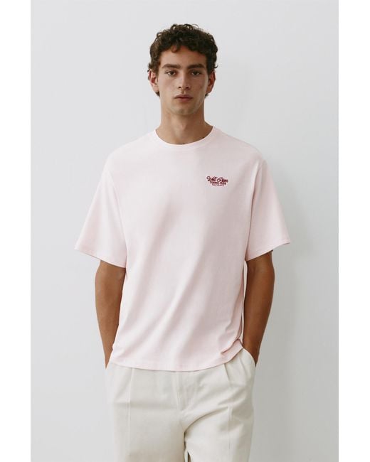 Pull&Bear Pink Tennis Club Graphic T-Shirt for men