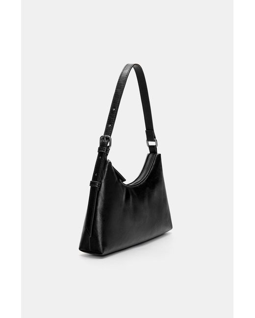 Pull&Bear Black Buckle Shoulder Bag