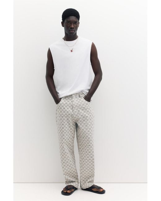 Pull&Bear Multicolor Checked Relaxed Fit Baggy Trousers for men