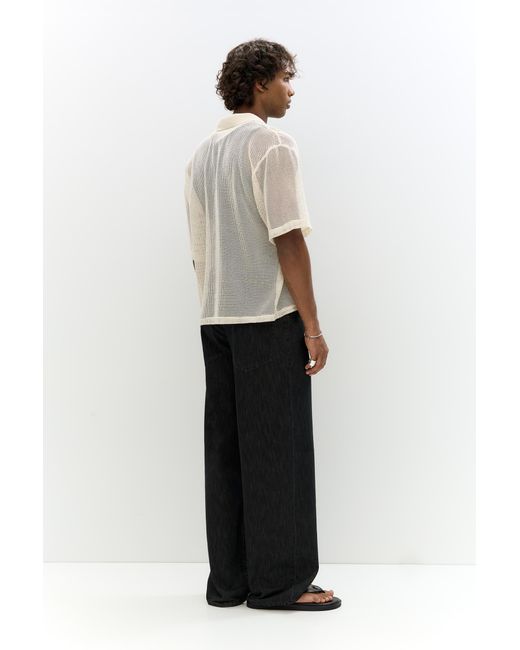 Pull&Bear Natural Short Sleeve Mesh Shirt for men