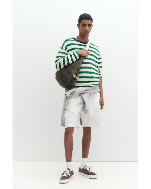 Pull&Bear Green Distressed Backpack for men