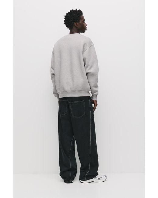 Pull&Bear Gray Basic Round Neck Sweatshirt for men