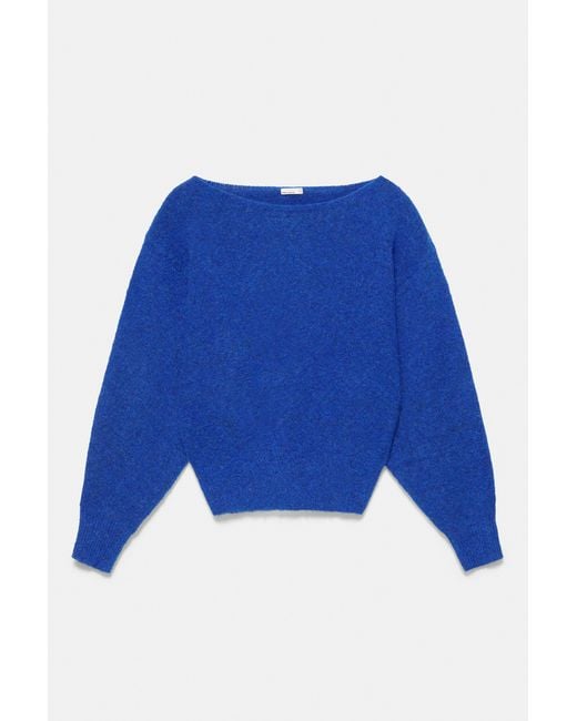 Pull&Bear Blue Asymmetrischer Strickpullover