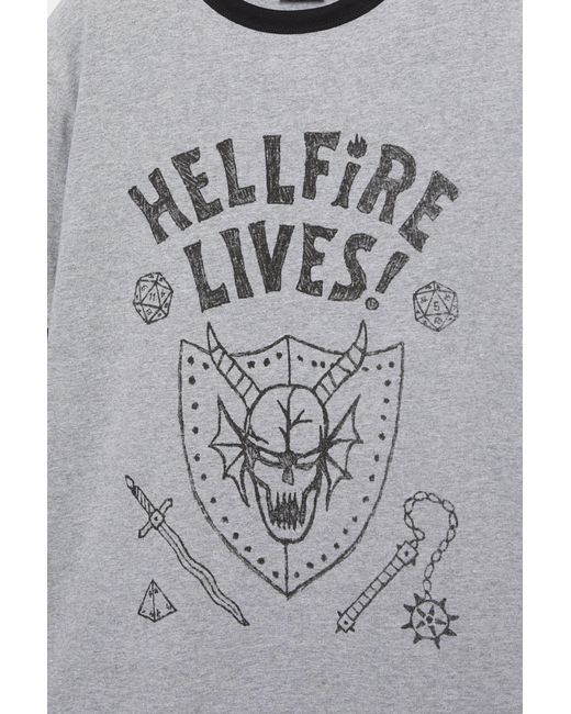 Pull&Bear Black Stranger Things Hellfire Lives T-Shirt for men
