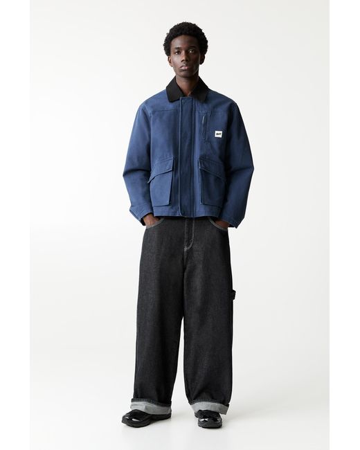 Pull&Bear Blue Super Baggy Carpenter Jeans With Turn-Up Hems for men