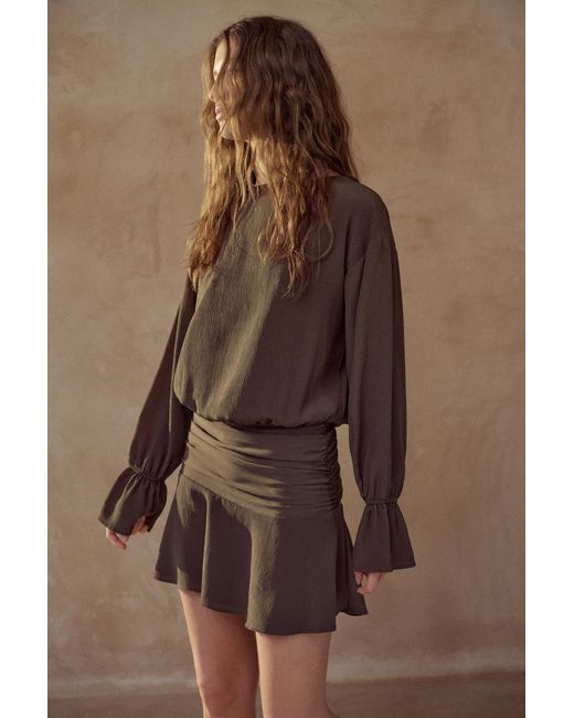 Pull&Bear Brown Short Ruffle Dress