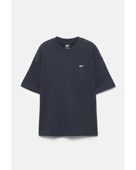 Pull&Bear Blue Short Sleeve Logo Sweatshirt for men
