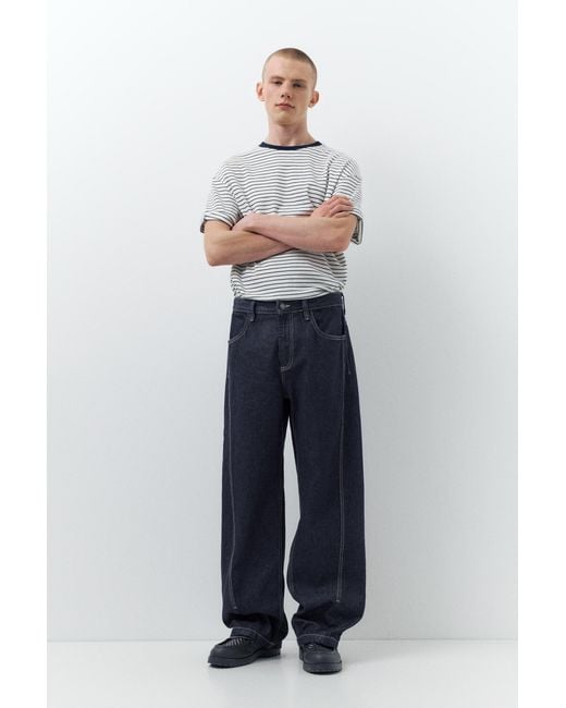 Pull&Bear Black Baggy Jeans With Seams for men