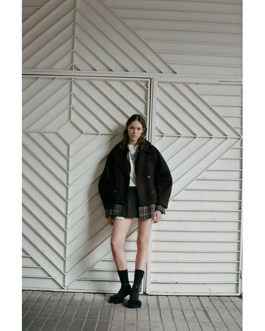 Pull&Bear Brown Short Felt Texture Coat