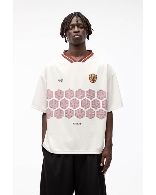 Pull&Bear Pink Stwd Athens Boxy Football T-Shirt for men