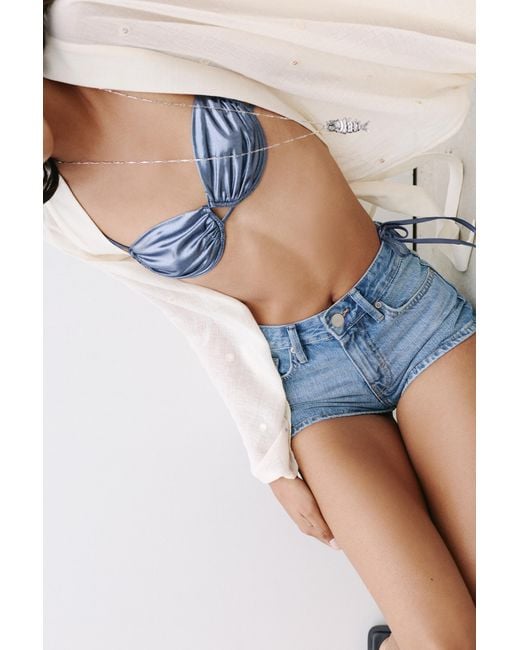 Pull&Bear Blue Low-Rise Denim Mini Shorts